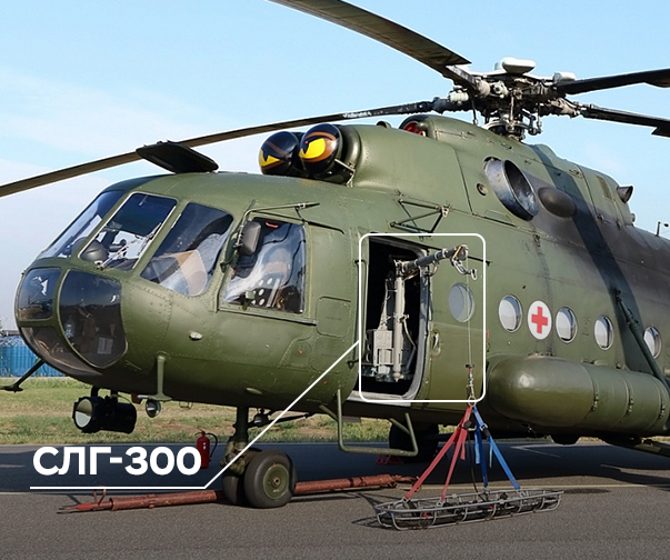 SLG-300 - Установка бортовой стрелы с системой подъёма грузов СЛГ-300 на вертолёты Ми-8АМТ и Ми-8МТВ-1